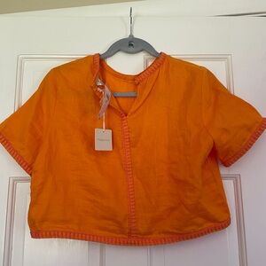 Magaschoni Orange Cropped Blouse